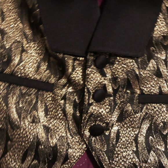 Tux beautiful gold metallic & black vest large adjustable at neck and back - Picture 2 of 4